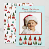 Christmas Gnomes Vakantie Fotokaart Aankondiging (Voorkant / Achterkant)