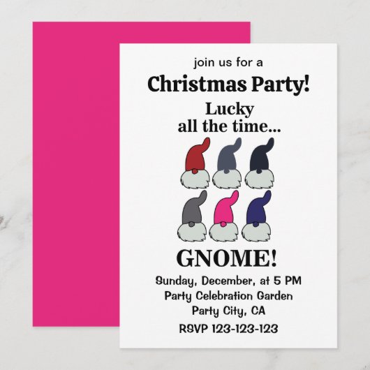 Christmas Gnomes Xmas Lucky Christmas Party Kaart (Voorkant / Achterkant)