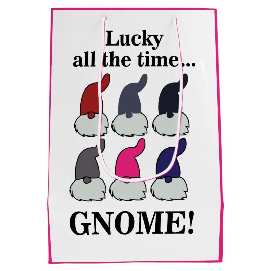 Christmas Gnomes Xmas Lucky Medium Cadeauzakje (Achterkant)