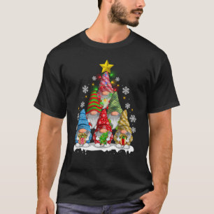 Christmas Gnomies Xmas Pine Tree Gnome Garden T-shirt