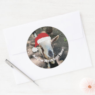 Christmas Goat Custom Message Ronde Sticker
