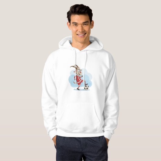 Christmas Goat Playing Soccer Hoodie (Voorkant volledig)