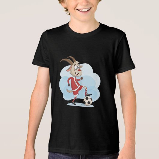 Christmas Goat Playing Soccer Tri-Blend Shirt (Voorkant)