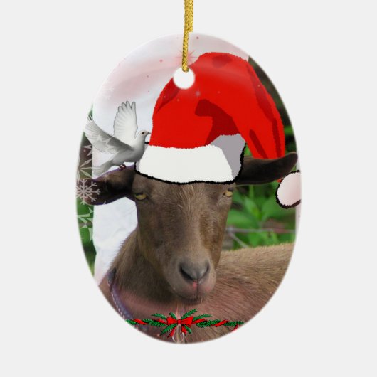 CHRISTMAS GOAT SANTA HAT ORNAMENT (Voorkant)