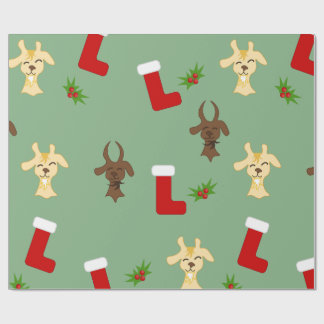 Christmas Goats with Stockings and Mistletoe Funny Cadeaupapier