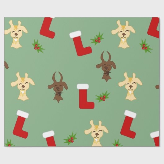 Christmas Goats with Stockings and Mistletoe Funny Cadeaupapier (Vlak)