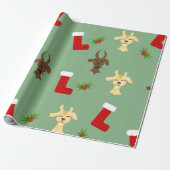 Christmas Goats with Stockings and Mistletoe Funny Cadeaupapier (Uitgerold)
