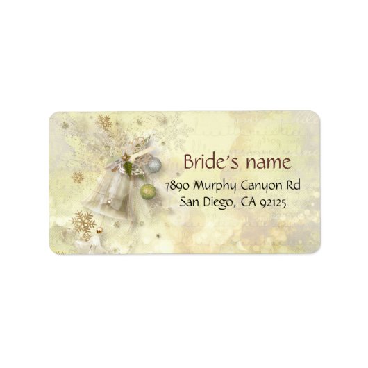 Christmas Gold Bell adreslabel Etiket (Voorkant)