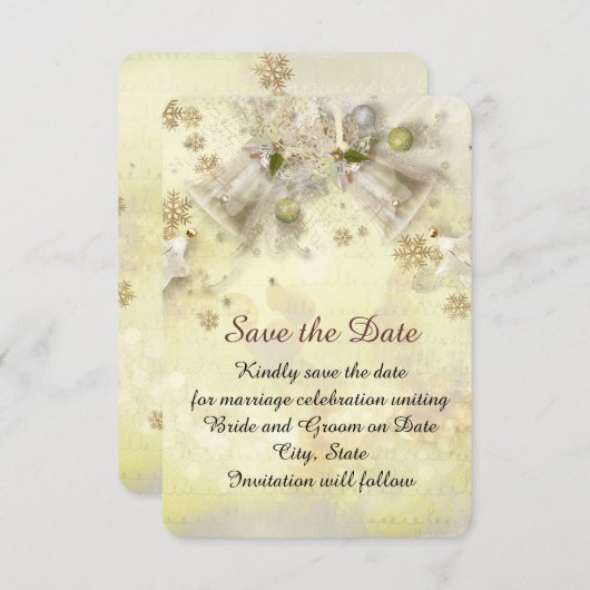 Christmas Gold Bell Save the date (Voorkant / Achterkant)