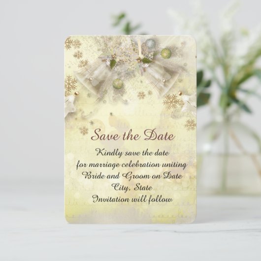 Christmas Gold Bell Save the date (Staand voorkant)