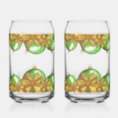 Christmas Gold Bows & Green Ornament | Festive Blikvorm Glas (Achterkant)