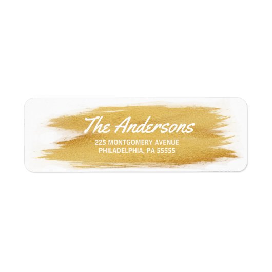 Christmas Gold Brush Stroke retouradres Etiket (Voorkant)