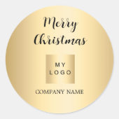 Christmas Gold Business logo Ronde Sticker (Voorkant)