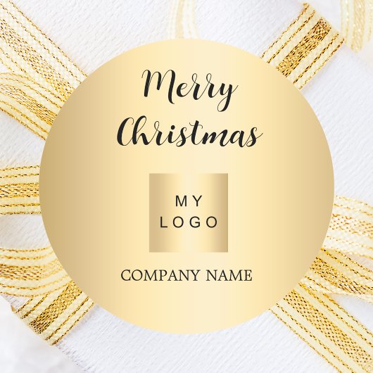 Christmas Gold Business logo Ronde Sticker