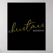 Christmas Gold Calligraphy Script Modern Blessings Poster (Voorkant)