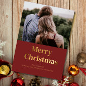 Christmas Gold Foil Fotokaart personaliseren Kaart