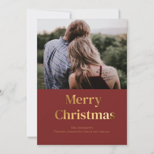 Christmas Gold Foil Fotokaart personaliseren Kaart (Voorkant)