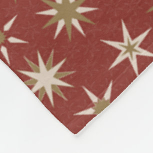 Christmas Gold Geo Stars - op rood patroon. Fleece Deken