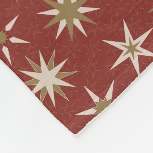 Christmas Gold Geo Stars - op rood patroon. Fleece Deken (Hoek)