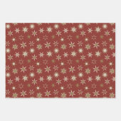 Christmas Gold Geo Stars - op rood patroon. Inpakpapier Vel (Voorkant 3)