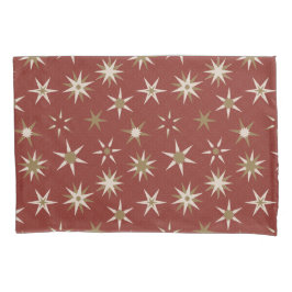Christmas Gold Geo Stars - op rood patroon. Kussensloop