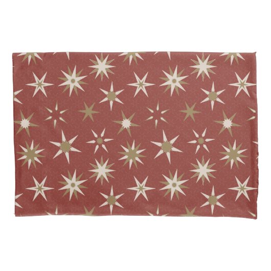 Christmas Gold Geo Stars - op rood patroon. Kussensloop (Voorkant)