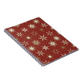 Christmas Gold Geo Stars - op rood patroon. Notitieboek (Rechterzijde)