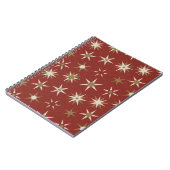 Christmas Gold Geo Stars - op rood patroon. Notitieboek (Linkerzijde)