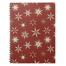 Christmas Gold Geo Stars - op rood patroon. Notitieboek