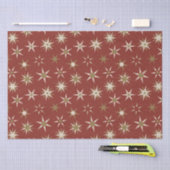 Christmas Gold Geo Stars - op rood patroon. Tissuepapier (Craft)