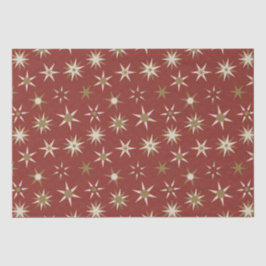 Christmas Gold Geo Stars - op rood patroon. Tissuepapier