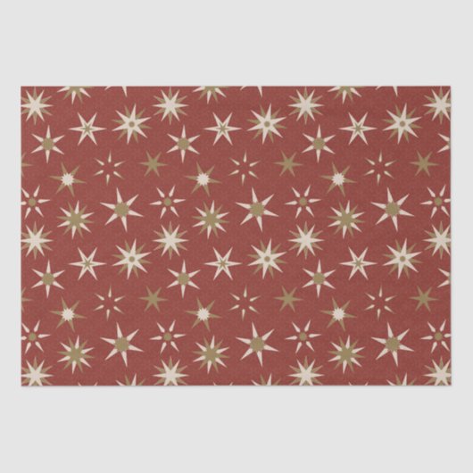 Christmas Gold Geo Stars - op rood patroon. Tissuepapier (Voorkant)