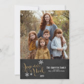 Christmas Gold Glitter Joyeux Noel Snowflakes Feestdagenkaart (Voorkant)