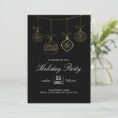 Christmas Gold Glitter Ornamenten Vakantiefeest Kaart (Staand voorkant)