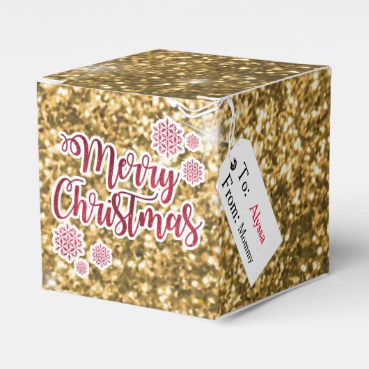 Christmas Gold Glitter Vakantie Bedankdoosjes (Voorkant Zijde)