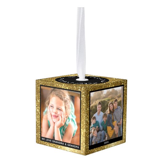 Christmas Gold Glitter Vakantiefoto Decoratie (Achter hoekig)