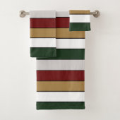 Christmas Gold Green Red Silver And White Stripes  Bad Handdoek (Insitu)