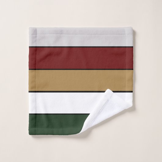 Christmas Gold Green Red Silver And White Stripes  Bad Handdoek (Wasdoekje)