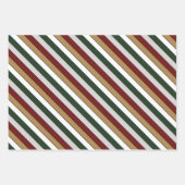 Christmas Gold Green Red Silver And White Stripes Inpakpapier Vel (Voorkant)