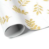 Christmas Gold Leaf Pattern Minimalist Cadeaupapier (Rol Hoek)