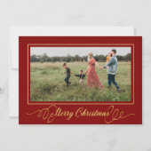 Christmas Gold Lijst Foto Vakantie Kaart Rood (Voorkant)