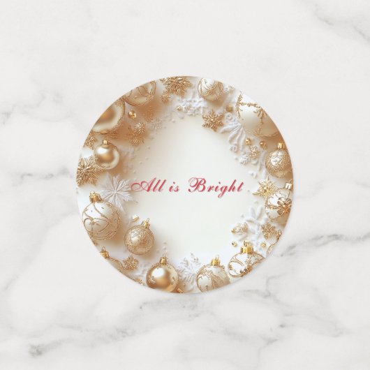 Christmas Gold Ornaments,Snowflakes All is Bright Confetti (Kleine voorkant)