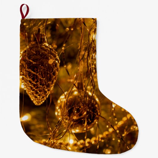 Christmas Gold Pine Cone Grote Kerstsok (Voorkant)