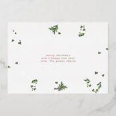 Christmas Gold Red Botanical Lijst Merriest Foto Folie Feestdagenkaart (Achterkant)