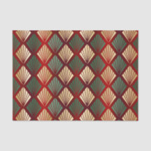Christmas Gold Red Green Art Deco