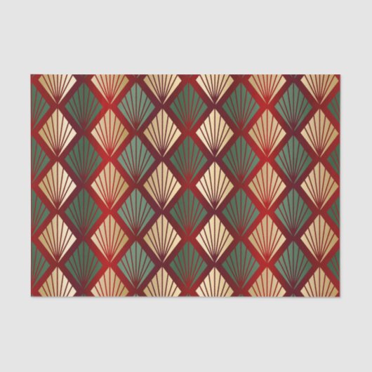 Christmas Gold Red Green Art Deco Tissuepapier (Voorkant)