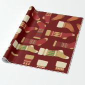 Christmas Gold, Red, Green Socks  Cadeaupapier (Uitgerold)