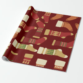 Christmas Gold, Red, Green Socks  Cadeaupapier