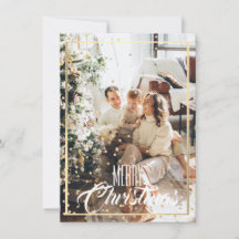 Christmas gold star confetti photo holiday card