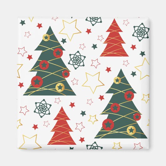 Christmas Gold Twinkle Starry Pines Magneet (Voorkant)